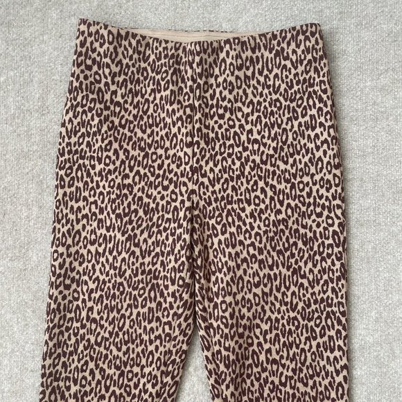 Ann Taylor Pants Womens Small Skinny Beige Burgundy Red Leopard Print Legging - Picture 2 of 12